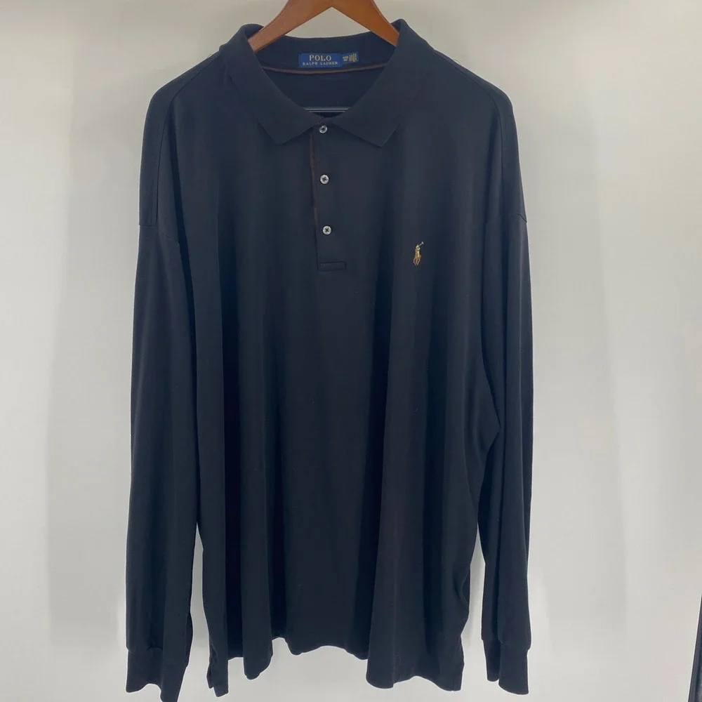 Polo Ralph Lauren Shirt Mens 4XB Black Big Flesh Pony Preppy Classic Old Money